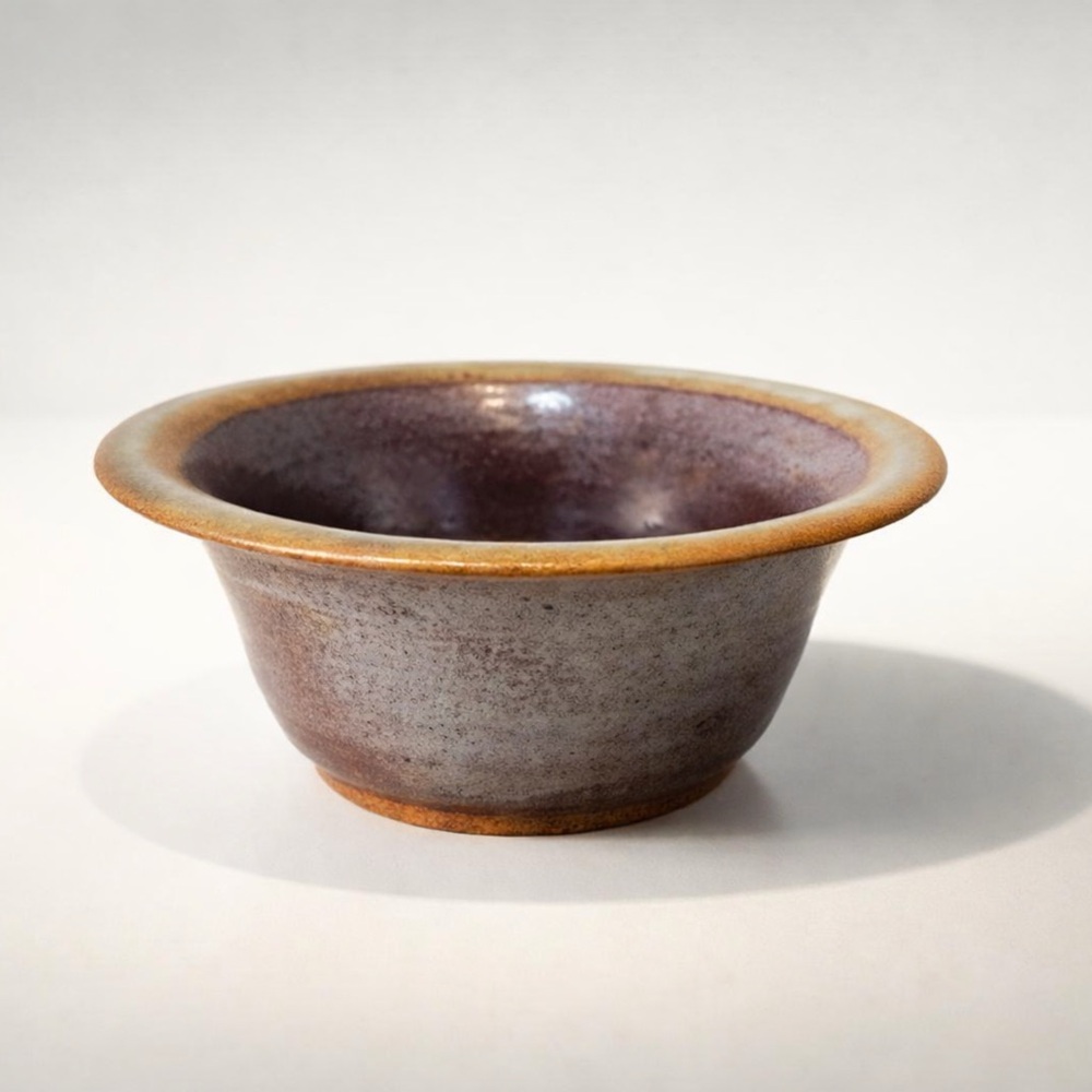 STUNNING HANDMADE STUDIO POTTERY BOWL MID-CENTURY STYLE RAKU TYPE GLAZE -‎ EUC